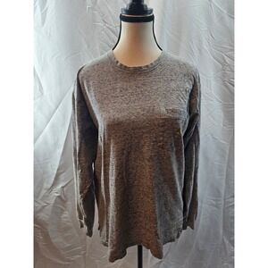 PINK Victoria's Secret Gray Heathered Long Sleeve Dog Sequin Pocket Graphic T Sm